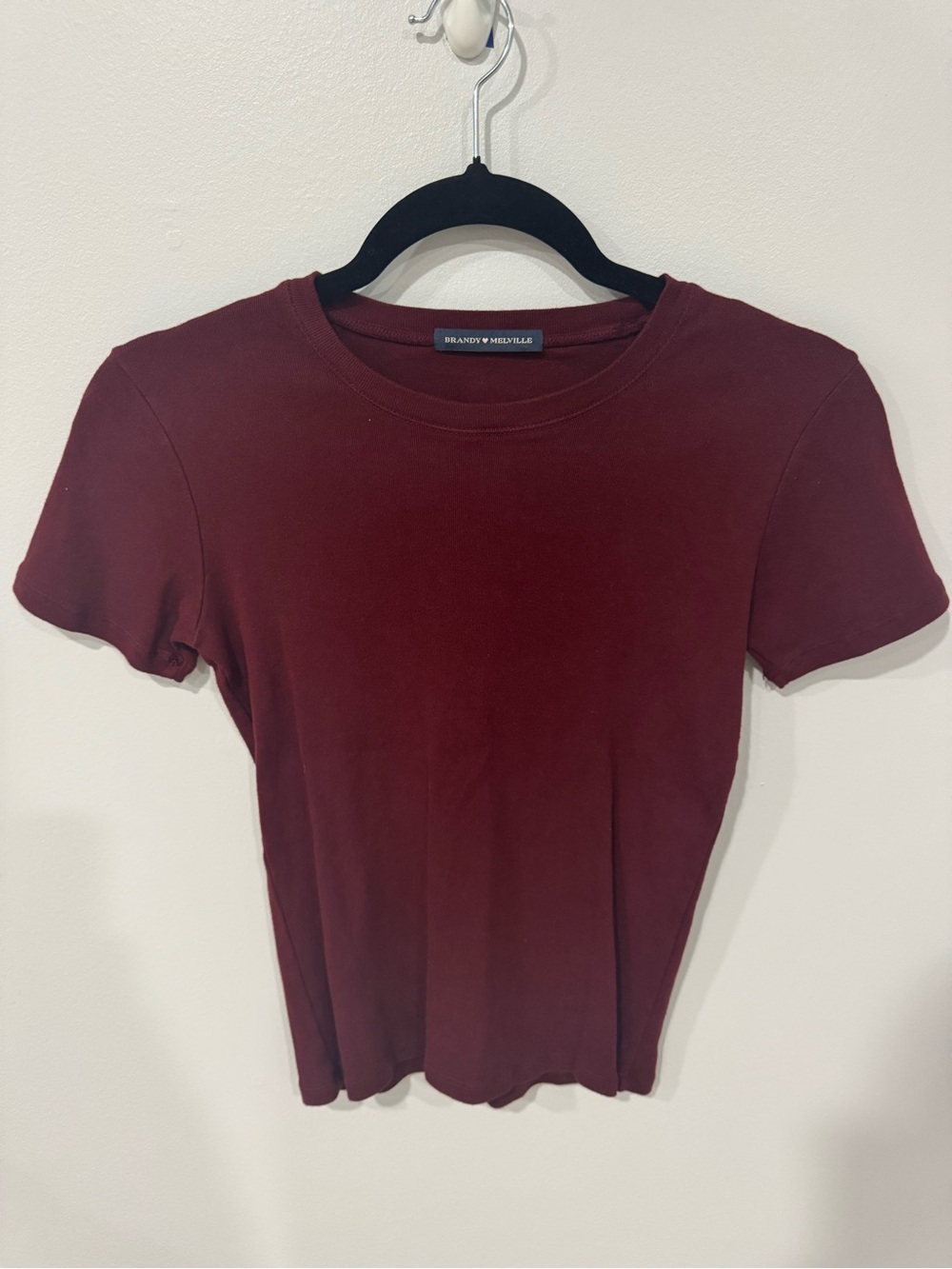 Brandy Melville Maroon Short Sleeve Crew Tee
